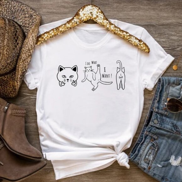 I Do What I Want Cat Shirt, Cat Funny Tee, Graphic Cat Shirt - Picture 1 of 4